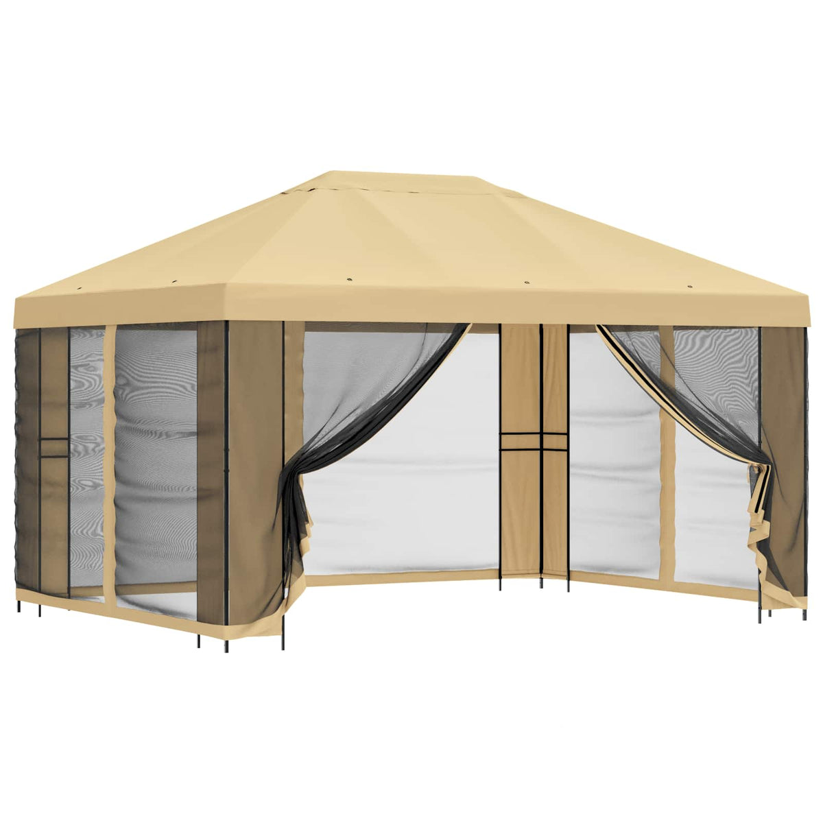 Havelæger med sidevægge 4 × 3 m Cremefarvet Polyester og Stål