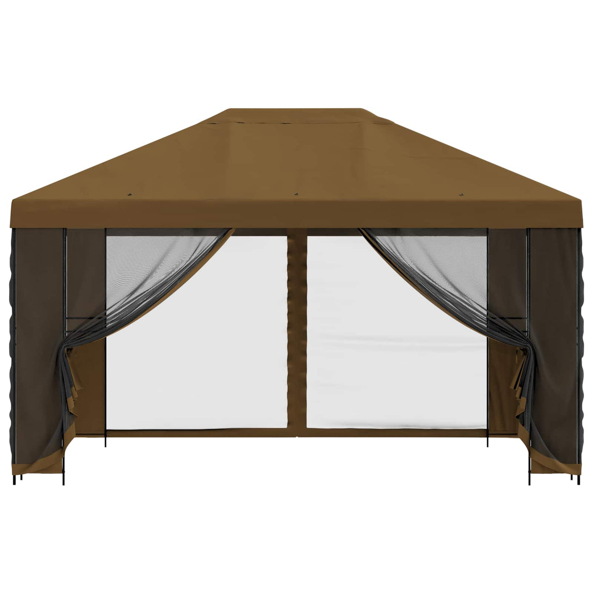 Havelæger med sidevægge 4 × 3 m Gråbrun Polyester og Stål