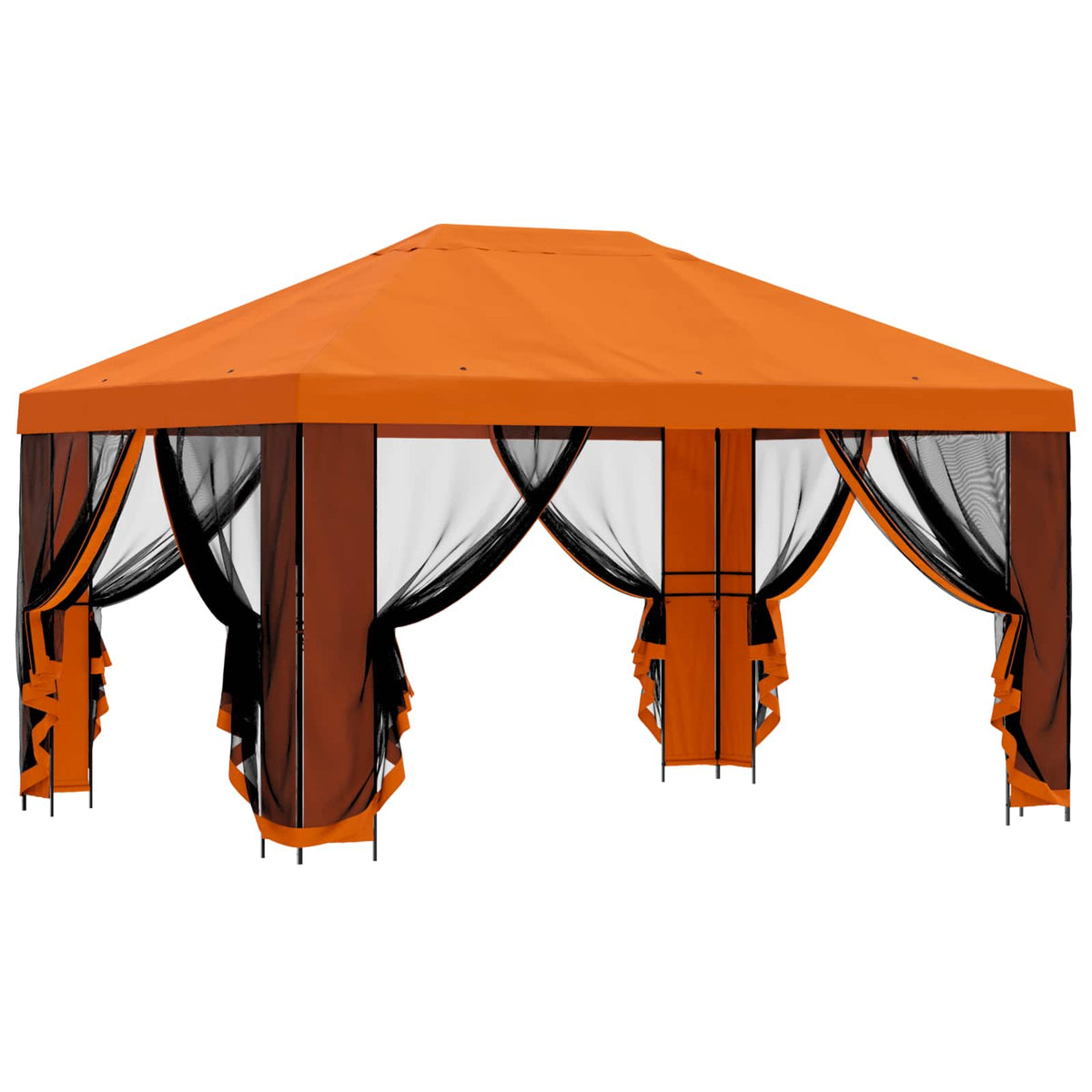 Havelæger med sidevægge 4 × 3 m Orange Polyester og Stål