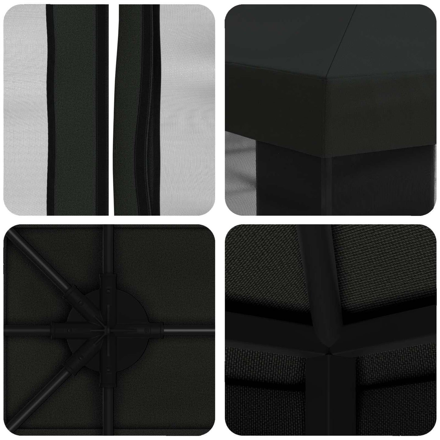 Pavillon med sidetapper 4 × 3 m Sort Polyester og Stål 190 gsm