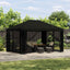 Pavillon med sidetapper 4 × 3 m Sort Polyester og Stål 190 gsm