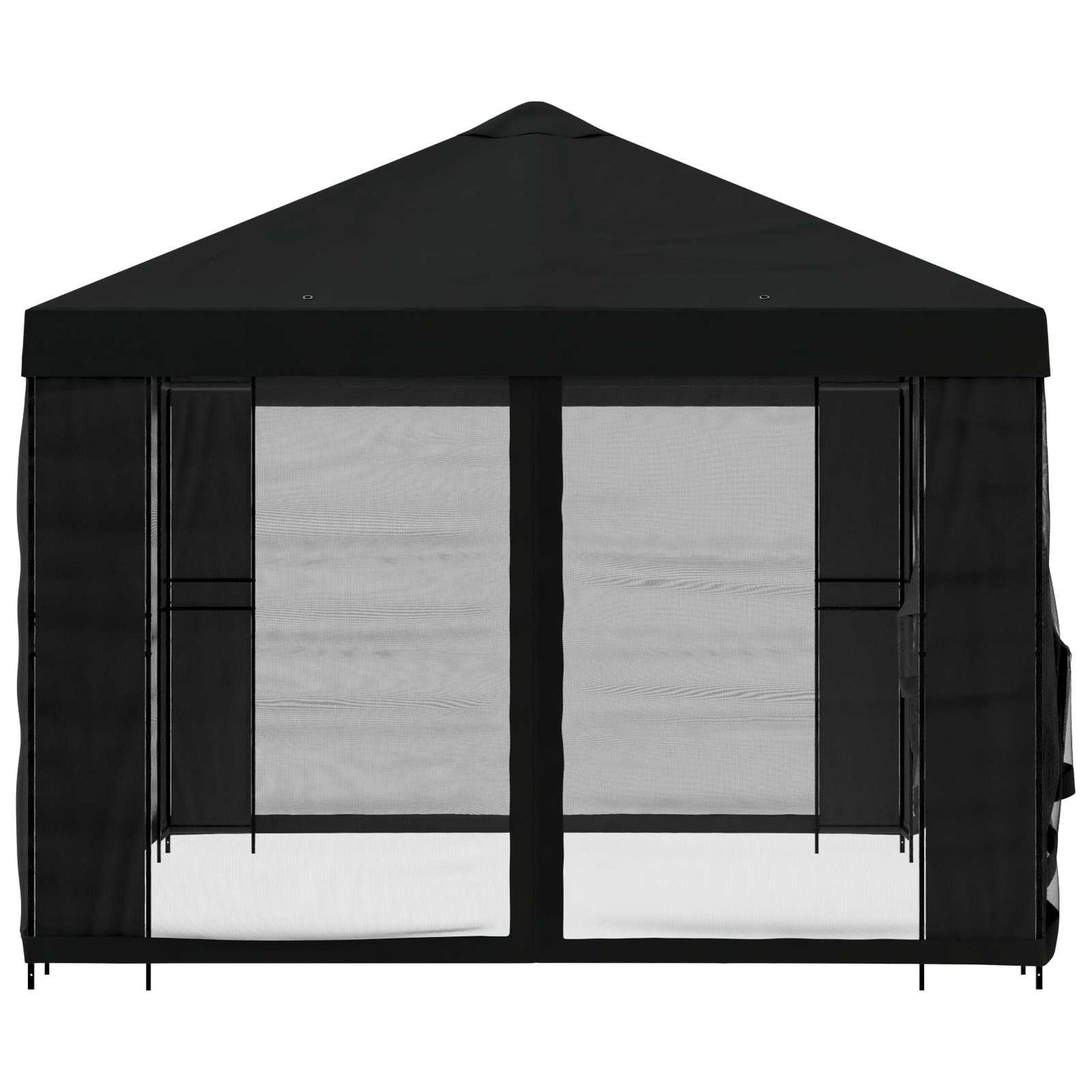 Pavillon med sidetapper 4 × 3 m Sort Polyester og Stål 190 gsm
