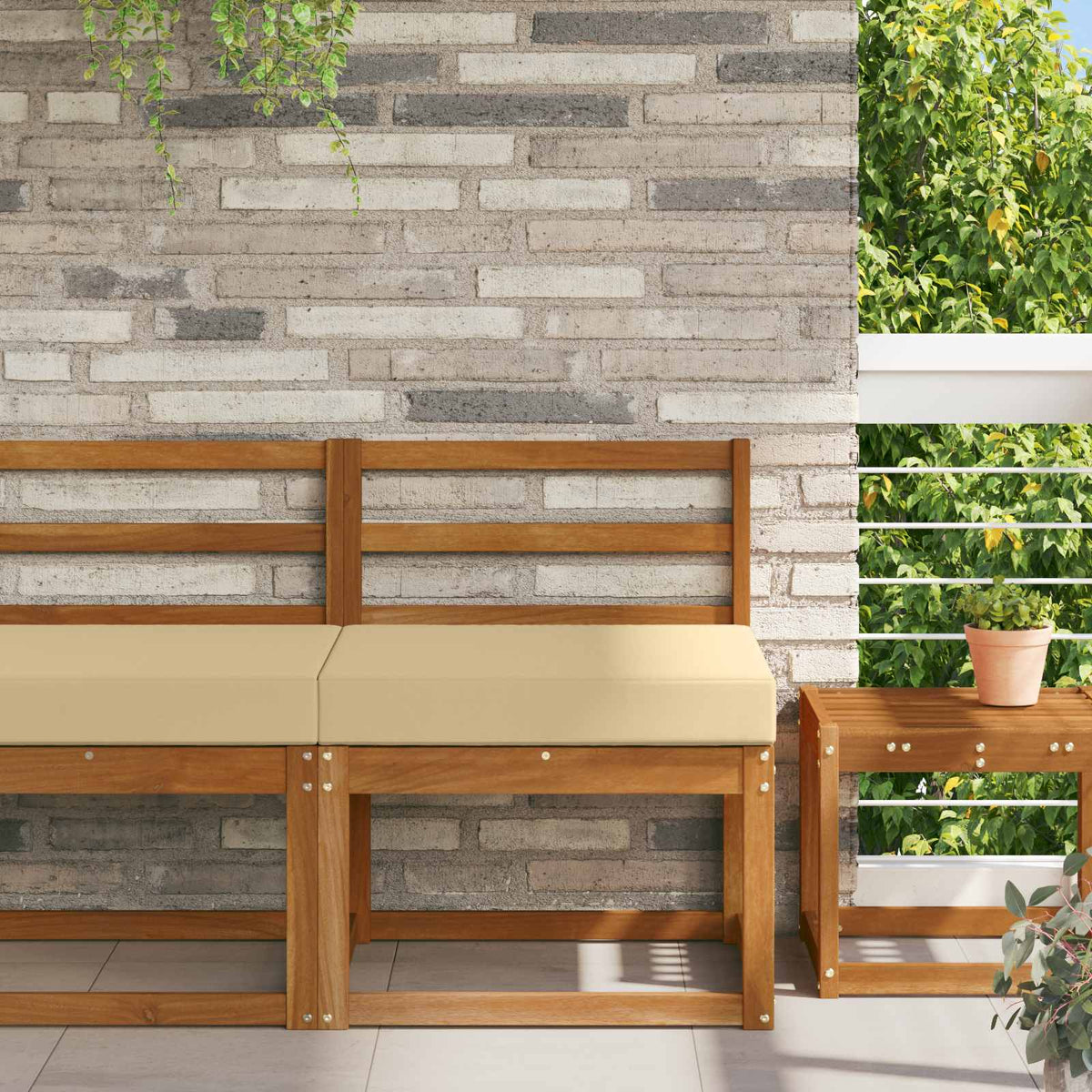Udendørs Sofa Pude Polyester Beige 60 x 60 cm