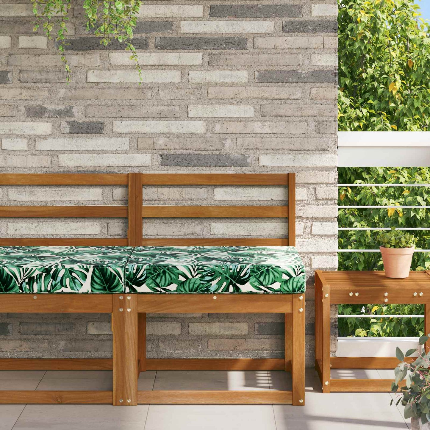Udendørs Sofa Pude Polyester Bladmønster 60 x 60 cm Bladmønster