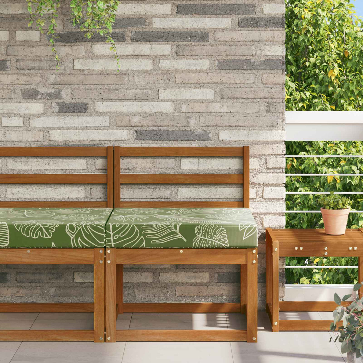 Udendørs Sofa Pude Polyester Bladdesign 60 x 60 cm Bladdesign