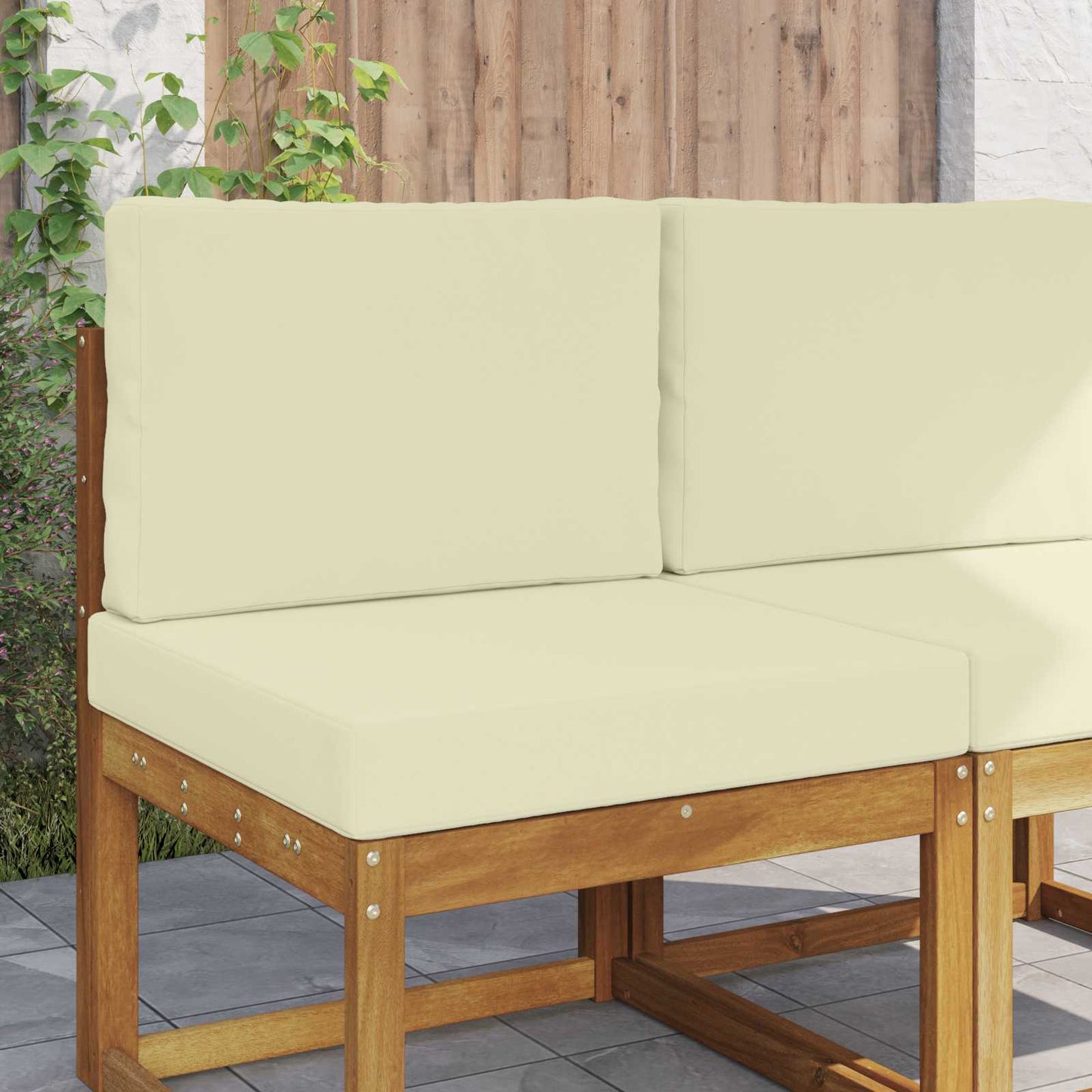 Udendørs Sofa Pude Polyester Cremefarvet 60 x 60 cm