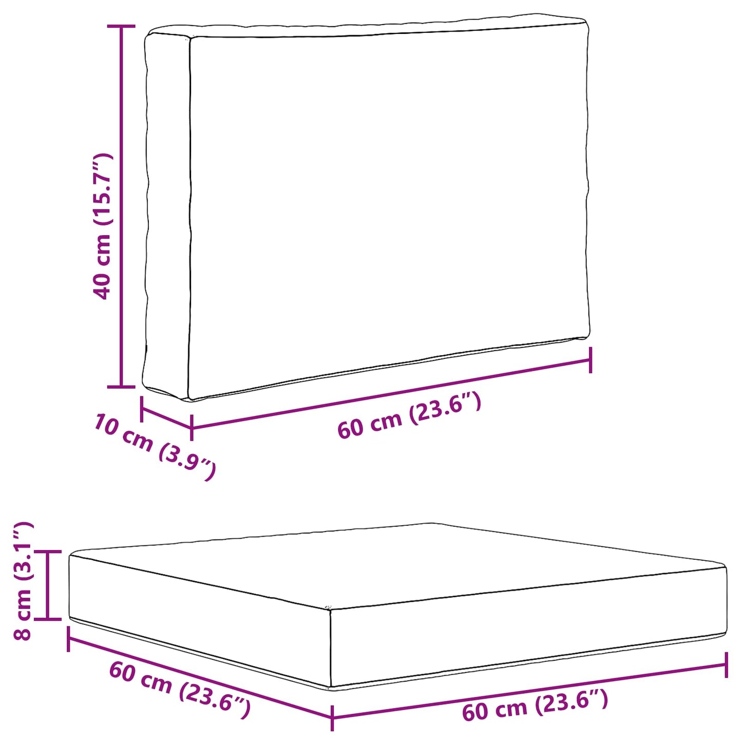 Udendørs Sofa Pude Polyester Vinrød 60 x 60 cm