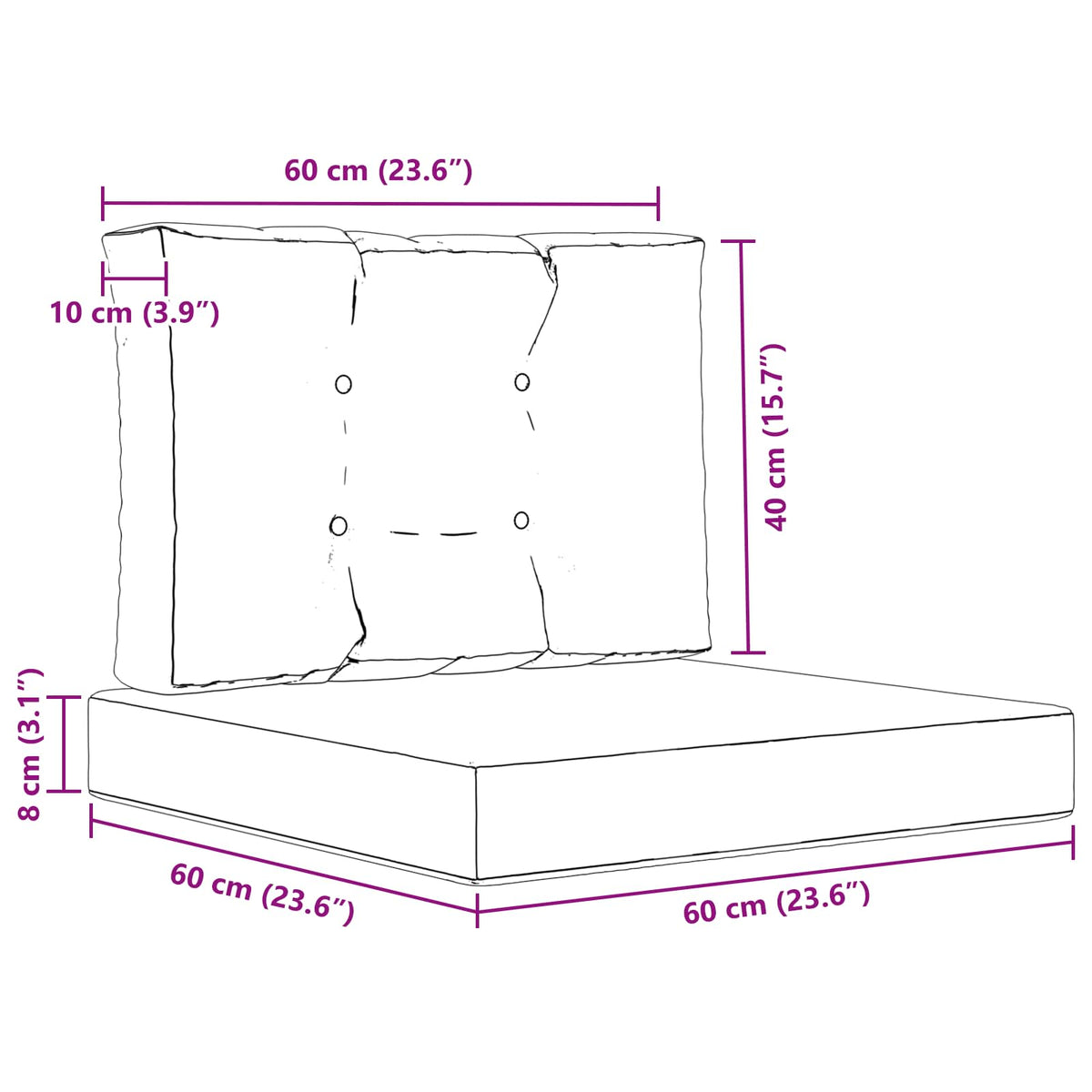 Udendørs Sofa Pude Polyester Grå 60 x 60 cm