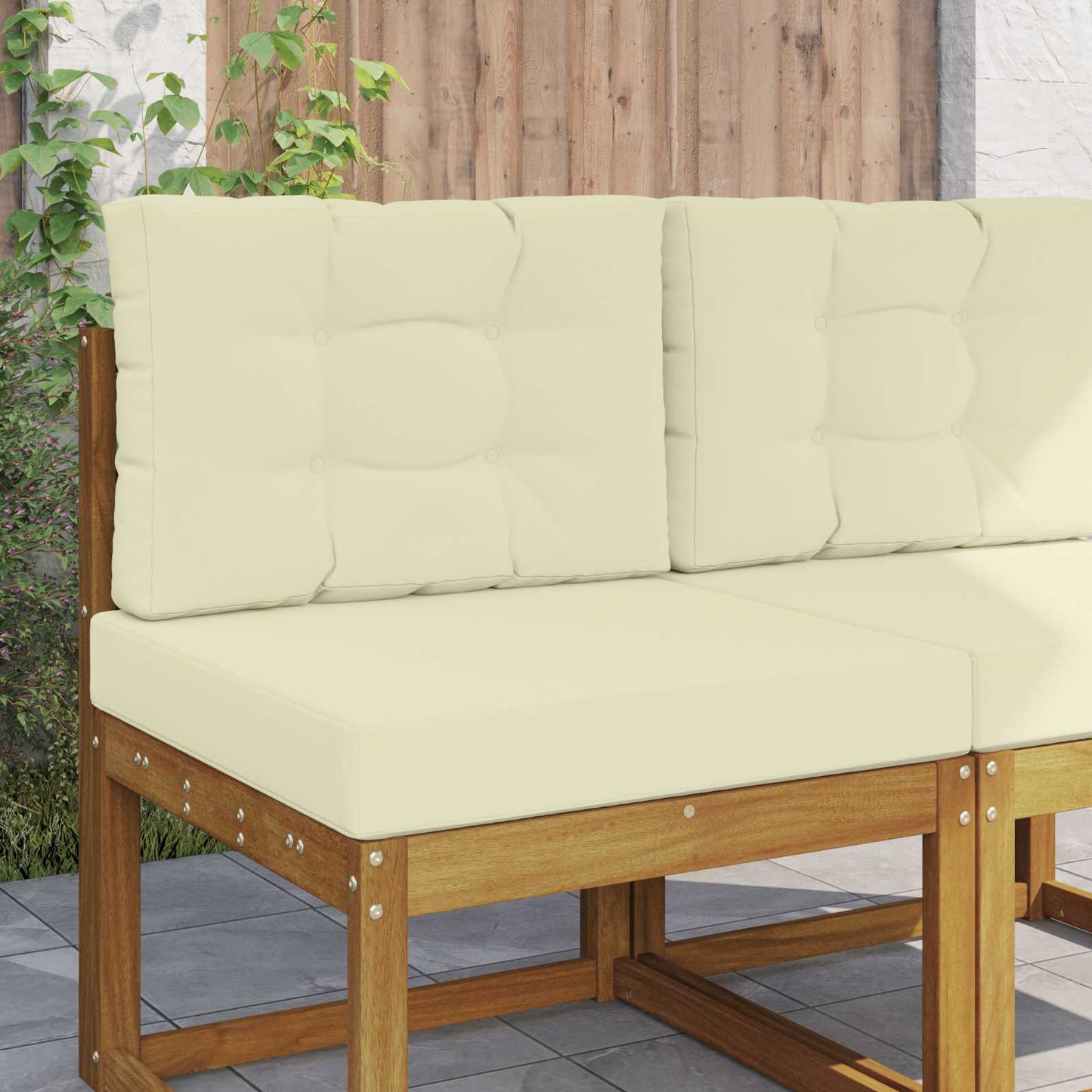 Udendørs Sofa Pude Polyester Cremefarvet 60 x 60 cm
