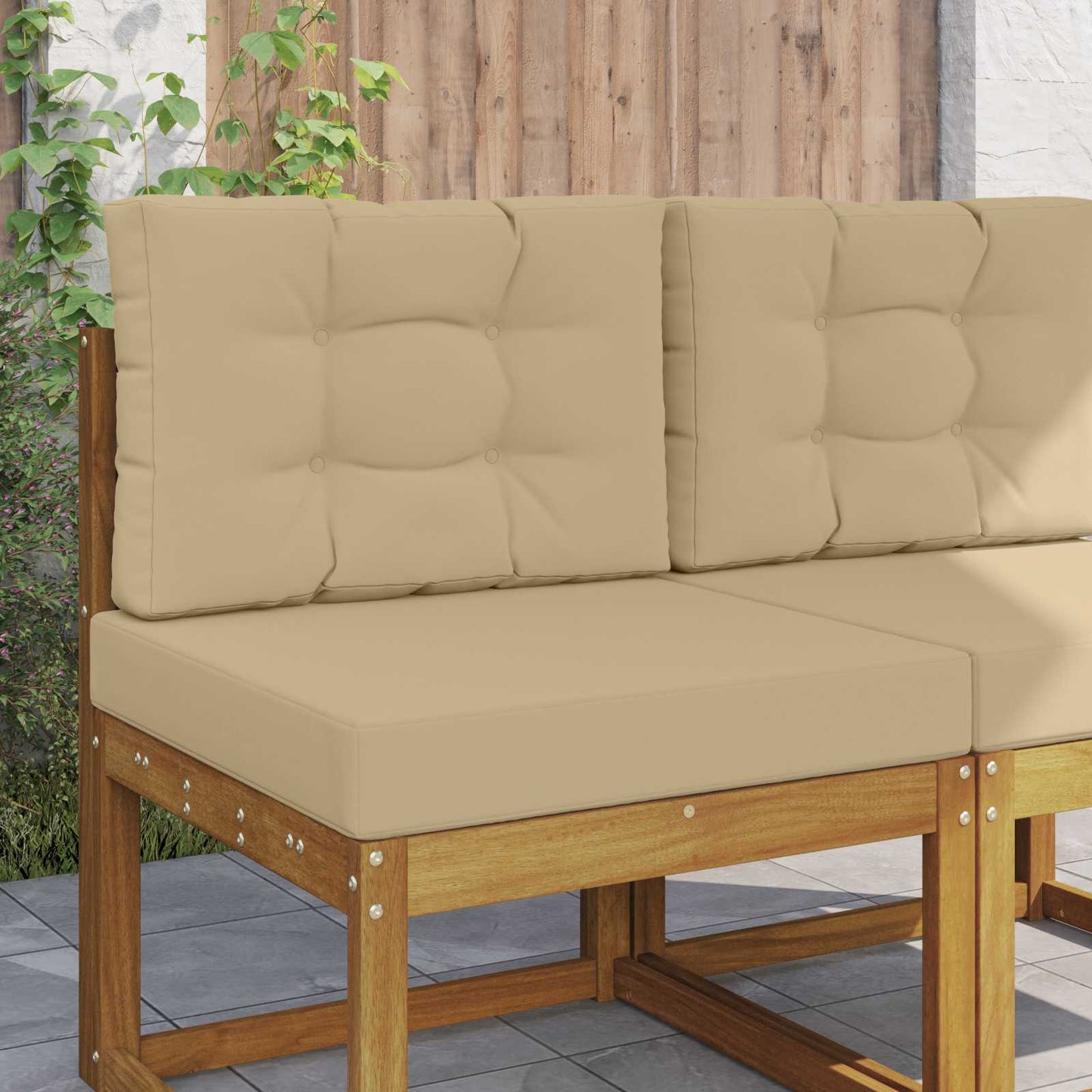 Udendørs Sofa Pude Polyester Beige 60 x 60 cm