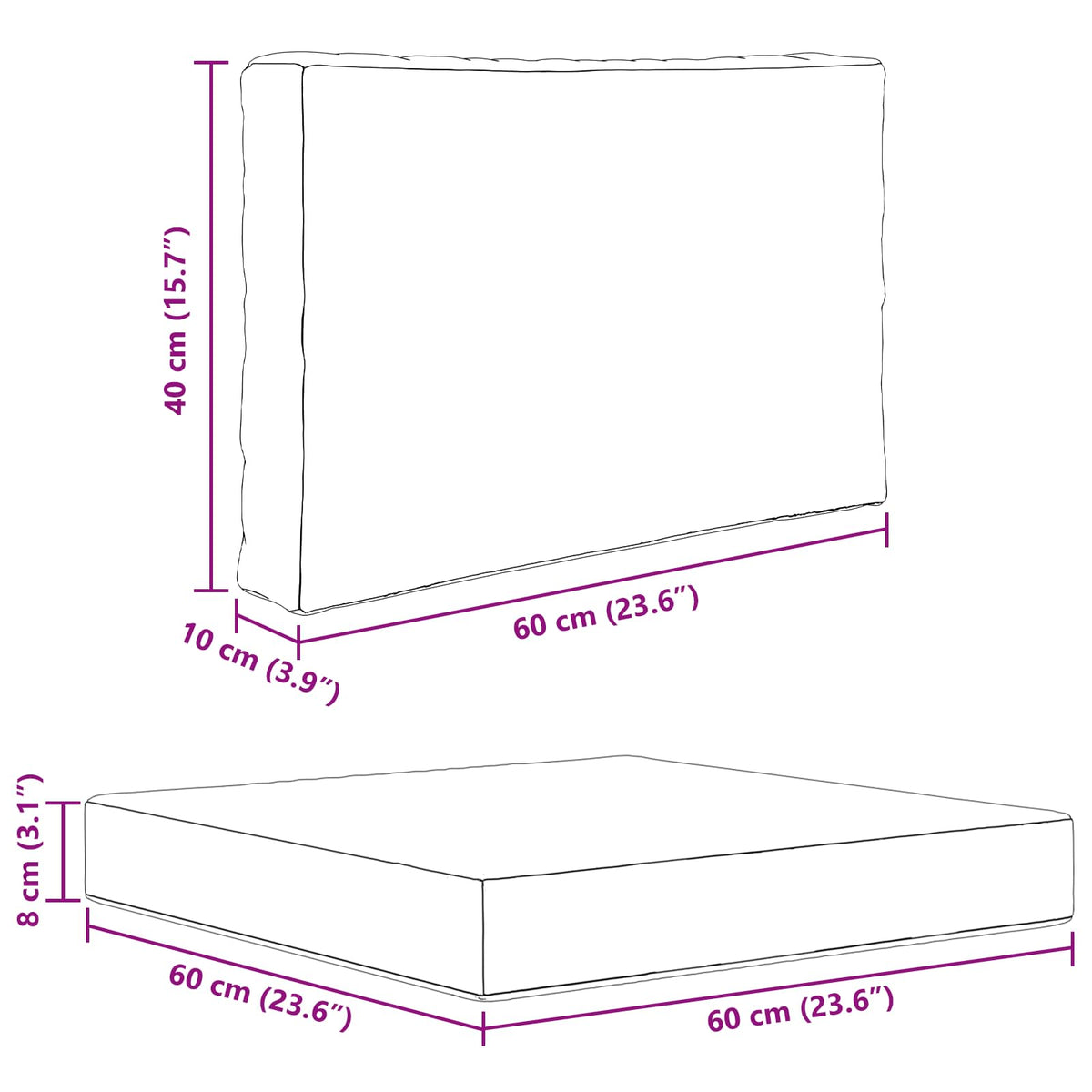 Udendørs Sofa Pude Polyester Sort 60 x 60 cm