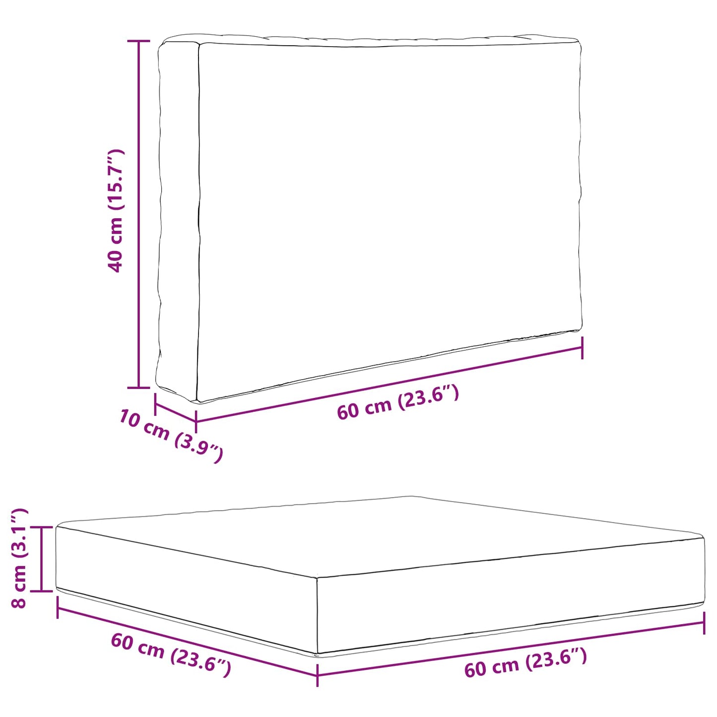 Udendørs Sofa Pude Polyester Lyserød 60 x 60 cm
