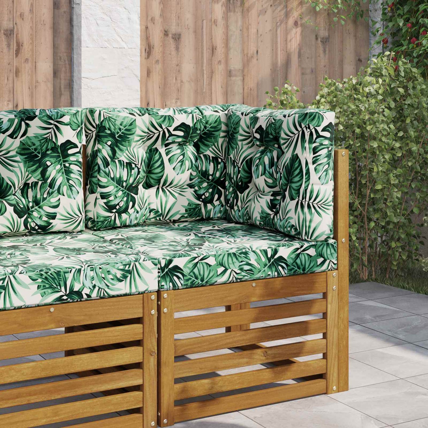 Udendørs Sofa Pude Polyester Bladmønster 60 x 60 cm Bladmønster