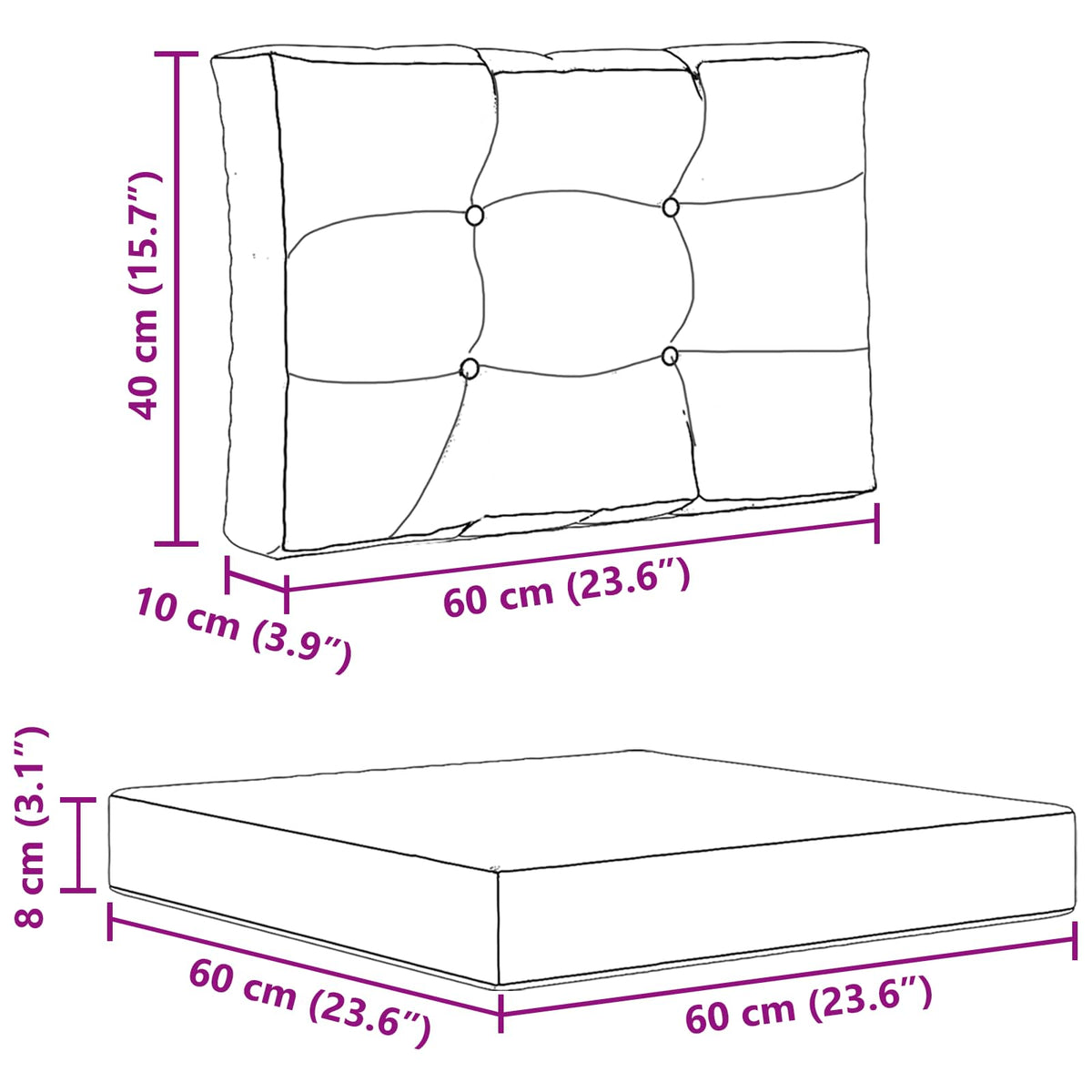 Udendørs Sofa Pude Polyester farverig 60 x 60 cm