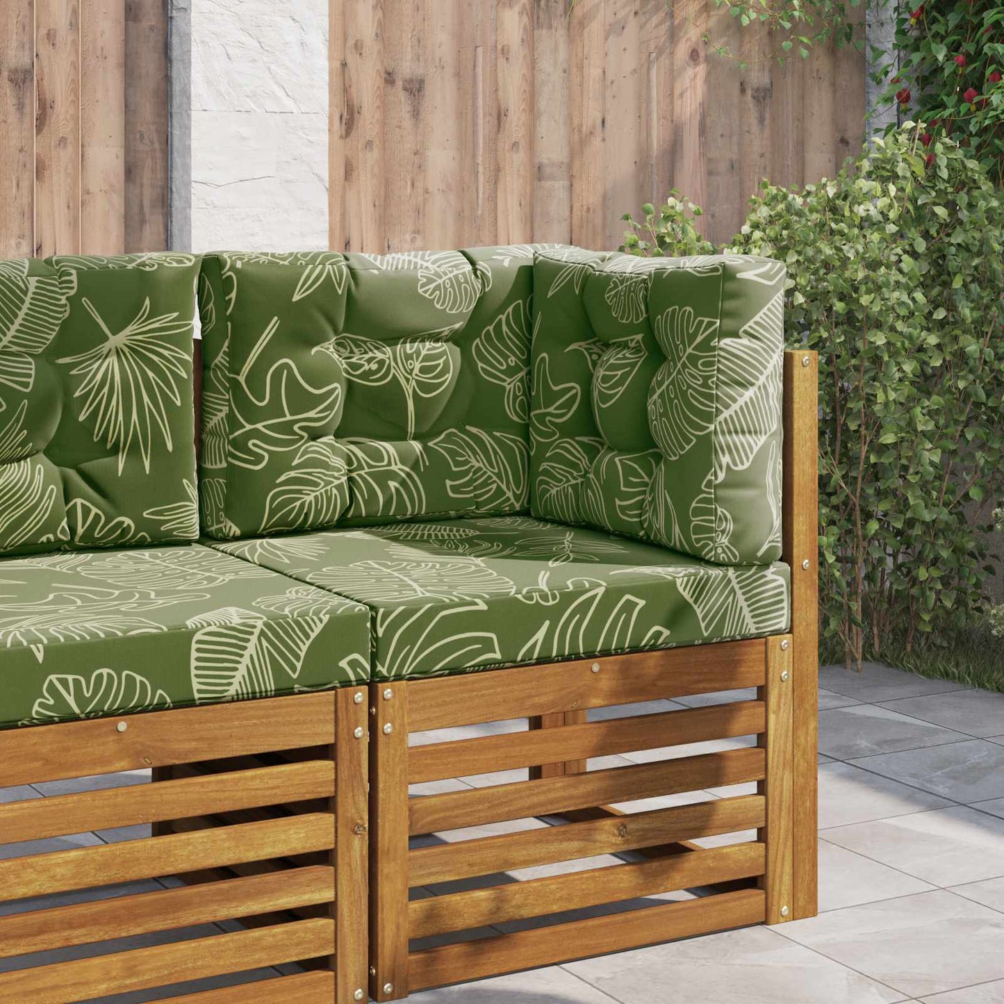 Udendørs Sofa Pude Polyester Bladdesign 60 x 60 cm Bladdesign