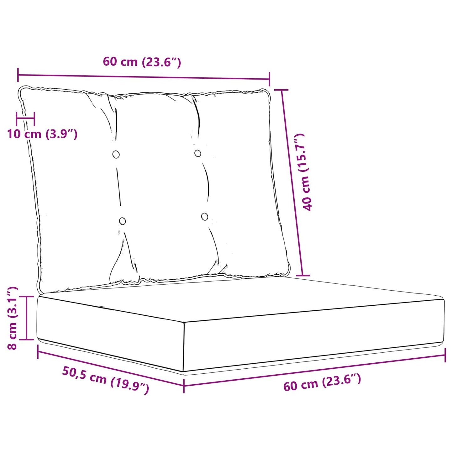 Udendørs Sofa Pude Polyester Rød 60 x 50,5 cm