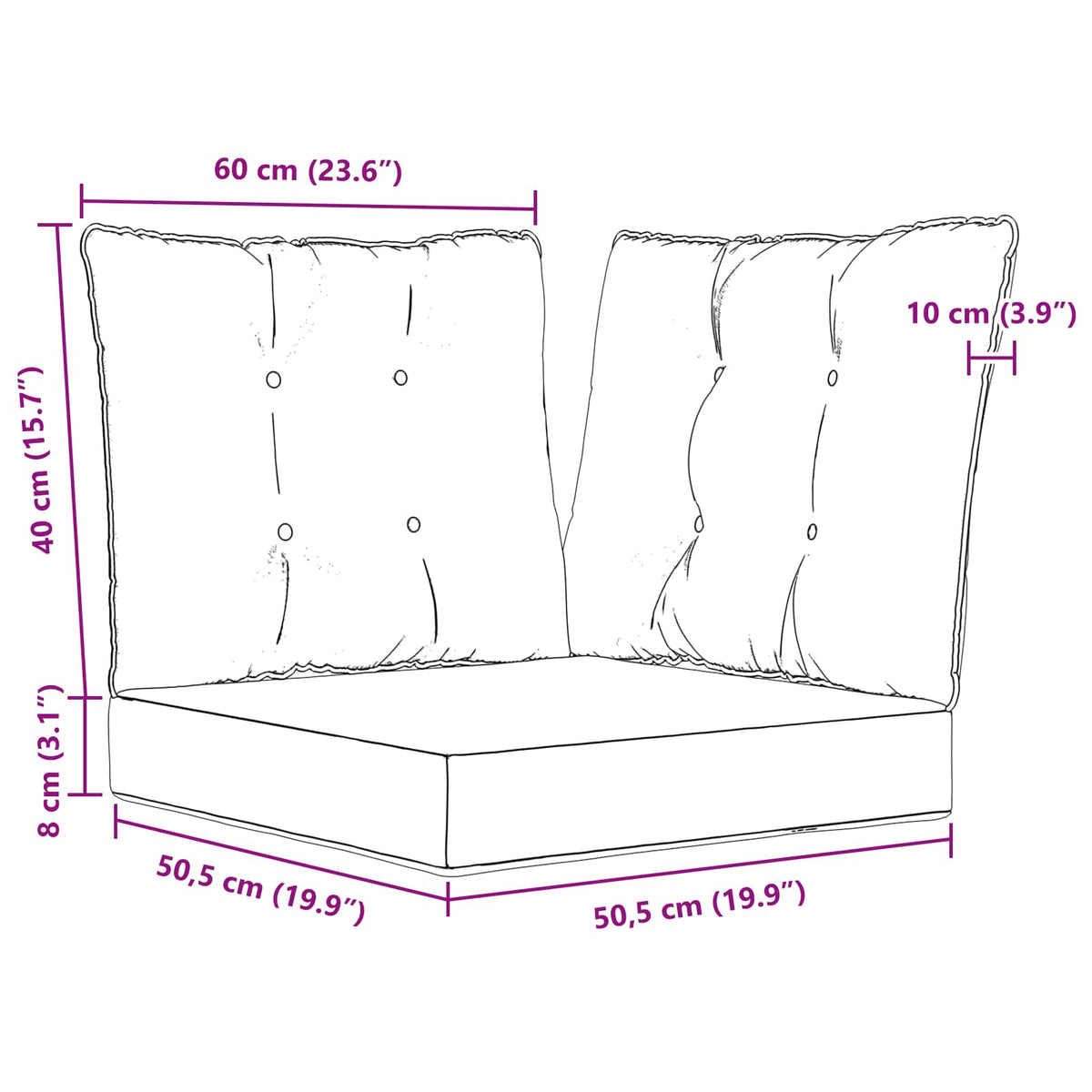 Udendørs Sofa Pude Polyester Antracit 50,5 x 50,5 cm