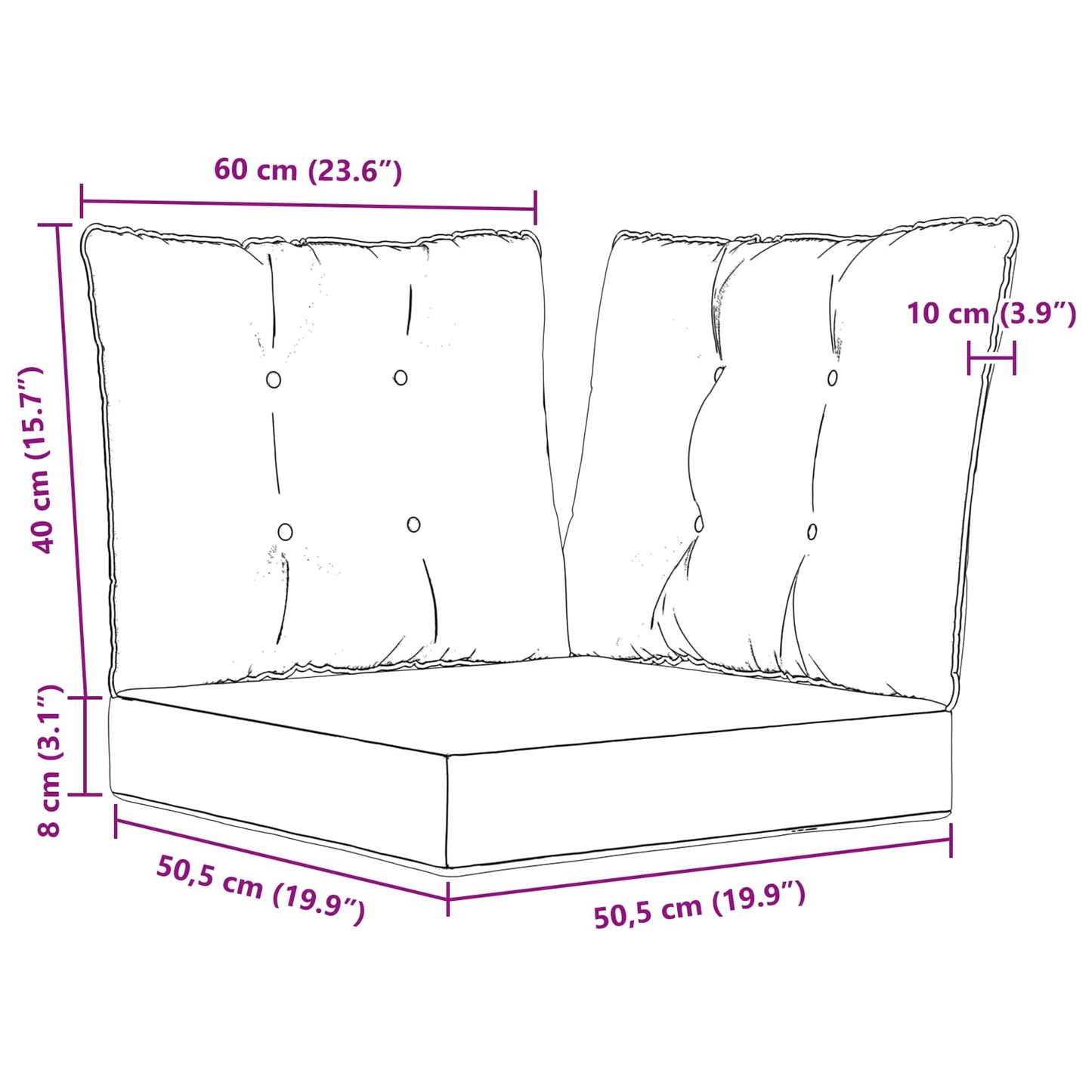 Udendørs Sofa Pude Polyester Grøn 50,5 x 50,5 cm