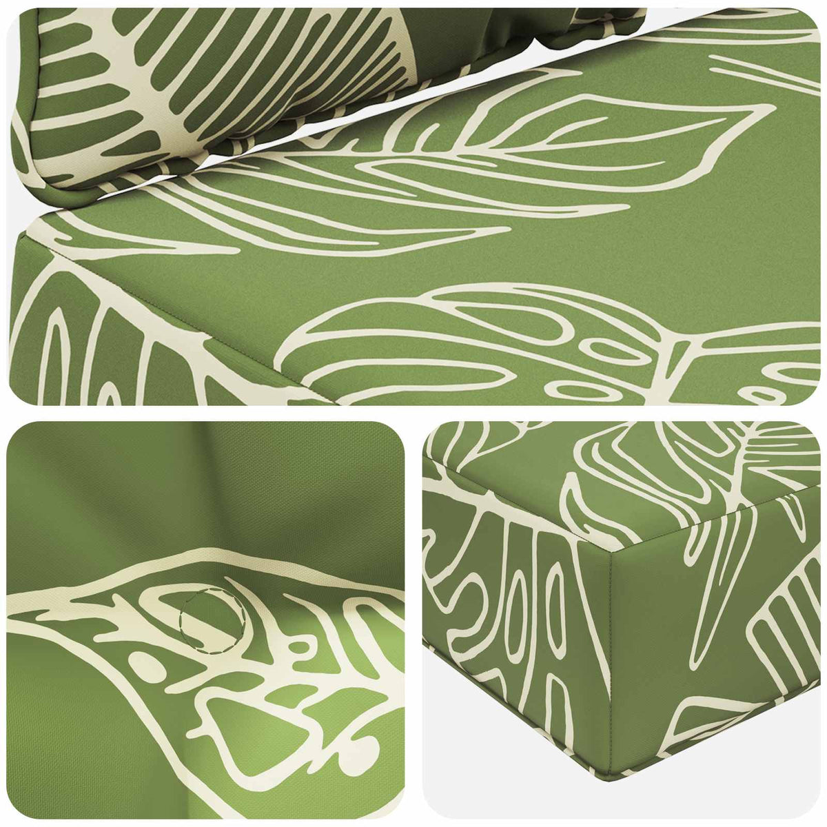 Udendørs Sofa Pude Polyester Bladdesign 50,5 x 50,5 cm