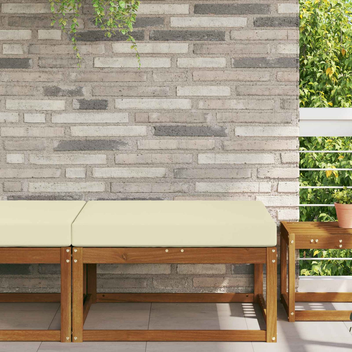 Udendørs Sofa Pude Polyester Cremefarvet 80 x 80 cm