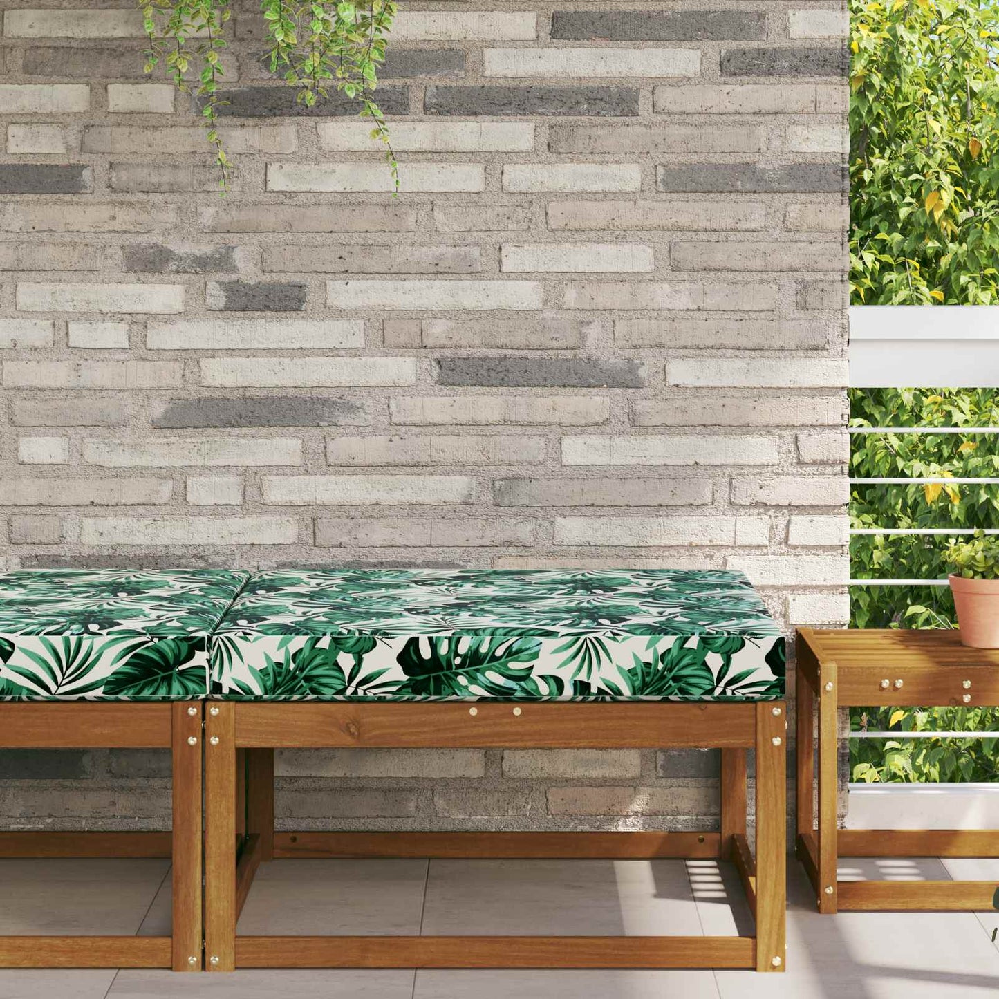 Udendørs Sofa Pude Polyester Bladmønster 80 x 80 cm Bladmønster