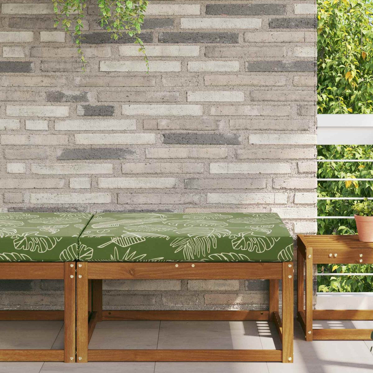 Udendørs Sofa Pude Polyester Bladdesign 80 x 80 cm Bladdesign