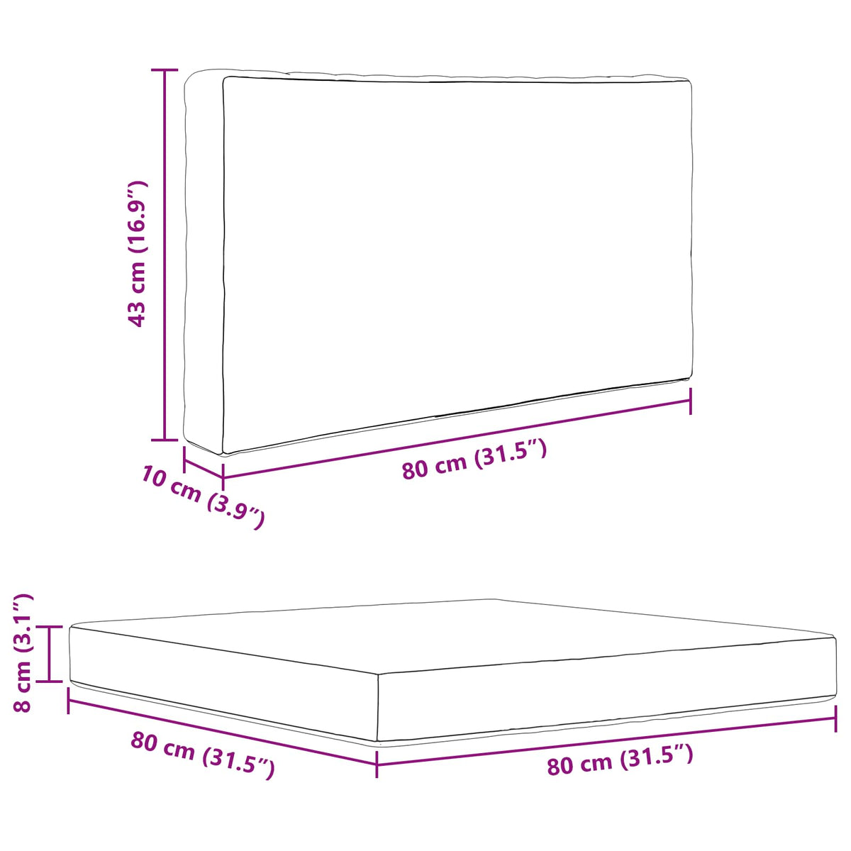 Udendørs Sofa Pude Polyester Cremefarvet 80 x 80 cm