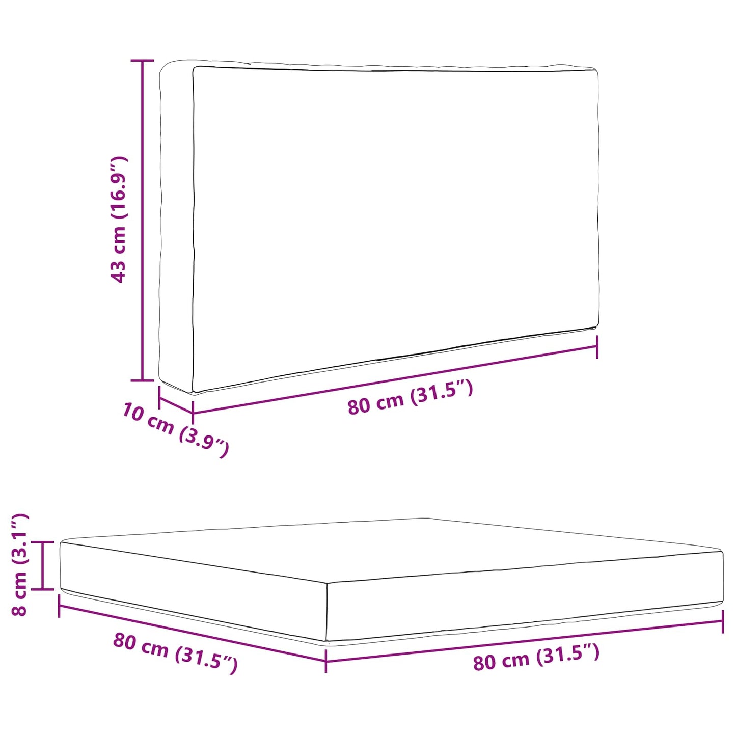 Udendørs Sofa Pude Polyester Vinrød 80 x 80 cm