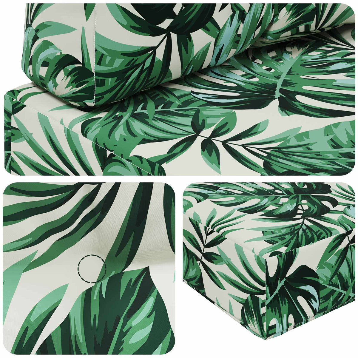 Udendørs Sofa Pude Polyester Bladmønster 80 x 80 cm Bladmønster