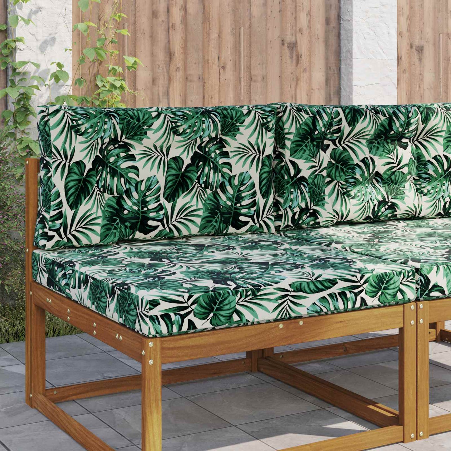 Udendørs Sofa Pude Polyester Bladmønster 80 x 80 cm Bladmønster