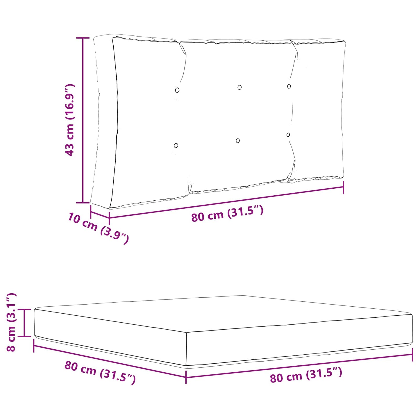 Udendørs Sofa Pude Polyester Bladmønster 80 x 80 cm Bladmønster