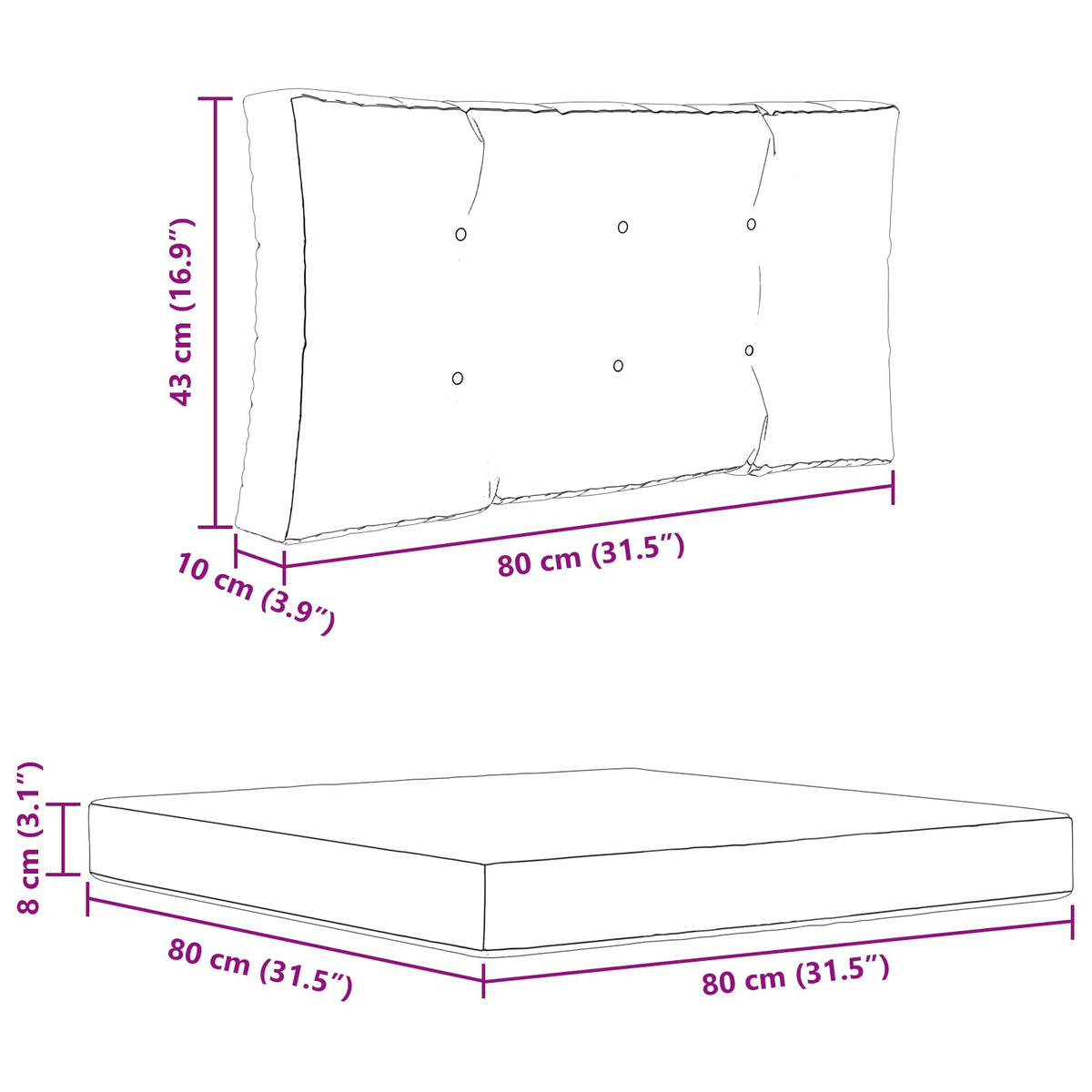 Udendørs Sofa Pude Polyester farverig 80 x 80 cm
