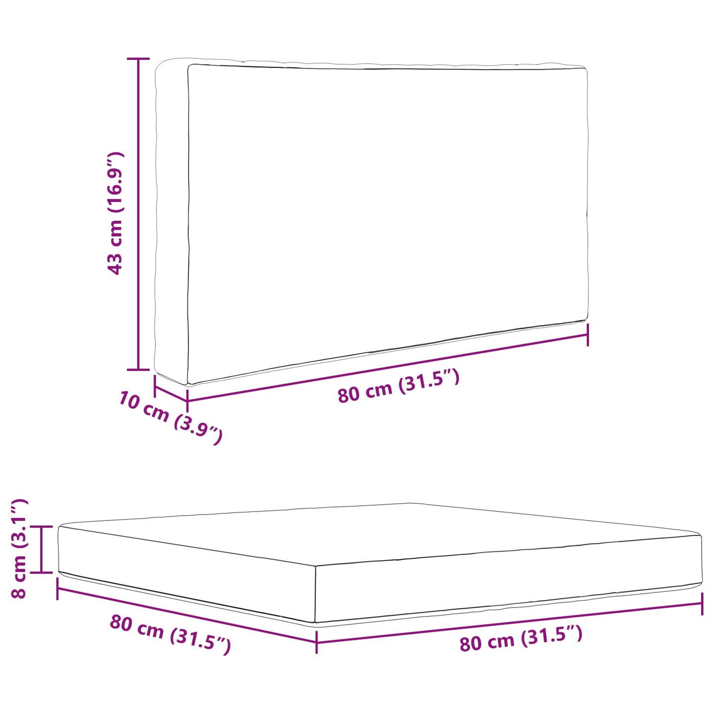 Udendørs Sofa Pude Polyester Vinrød 80 x 80 cm
