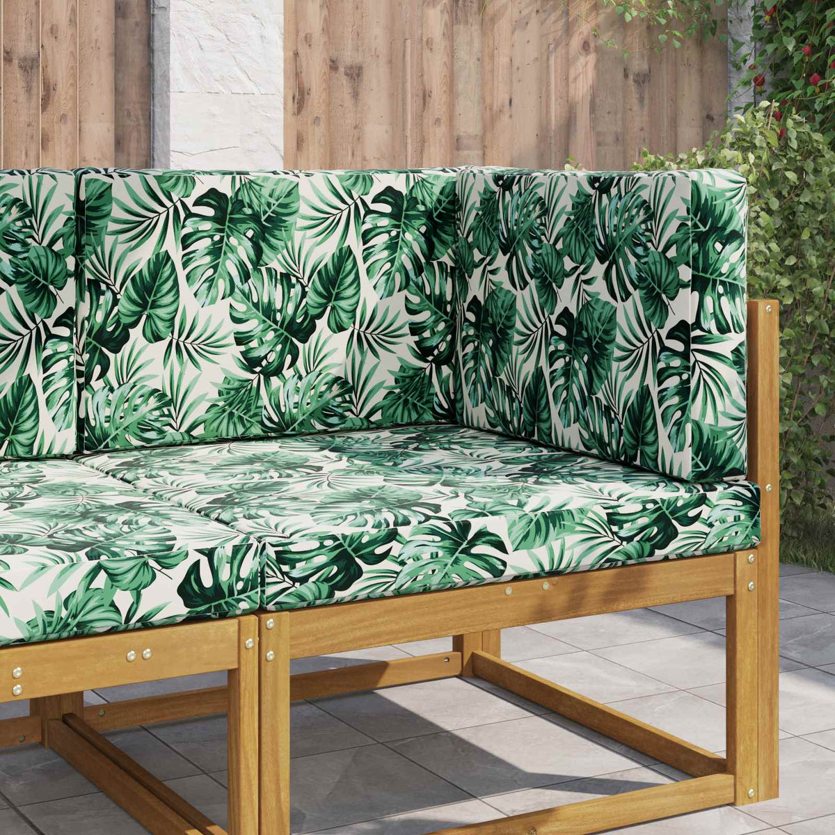 Udendørs Sofa Pude Polyester Bladmønster 80 x 80 cm Bladmønster