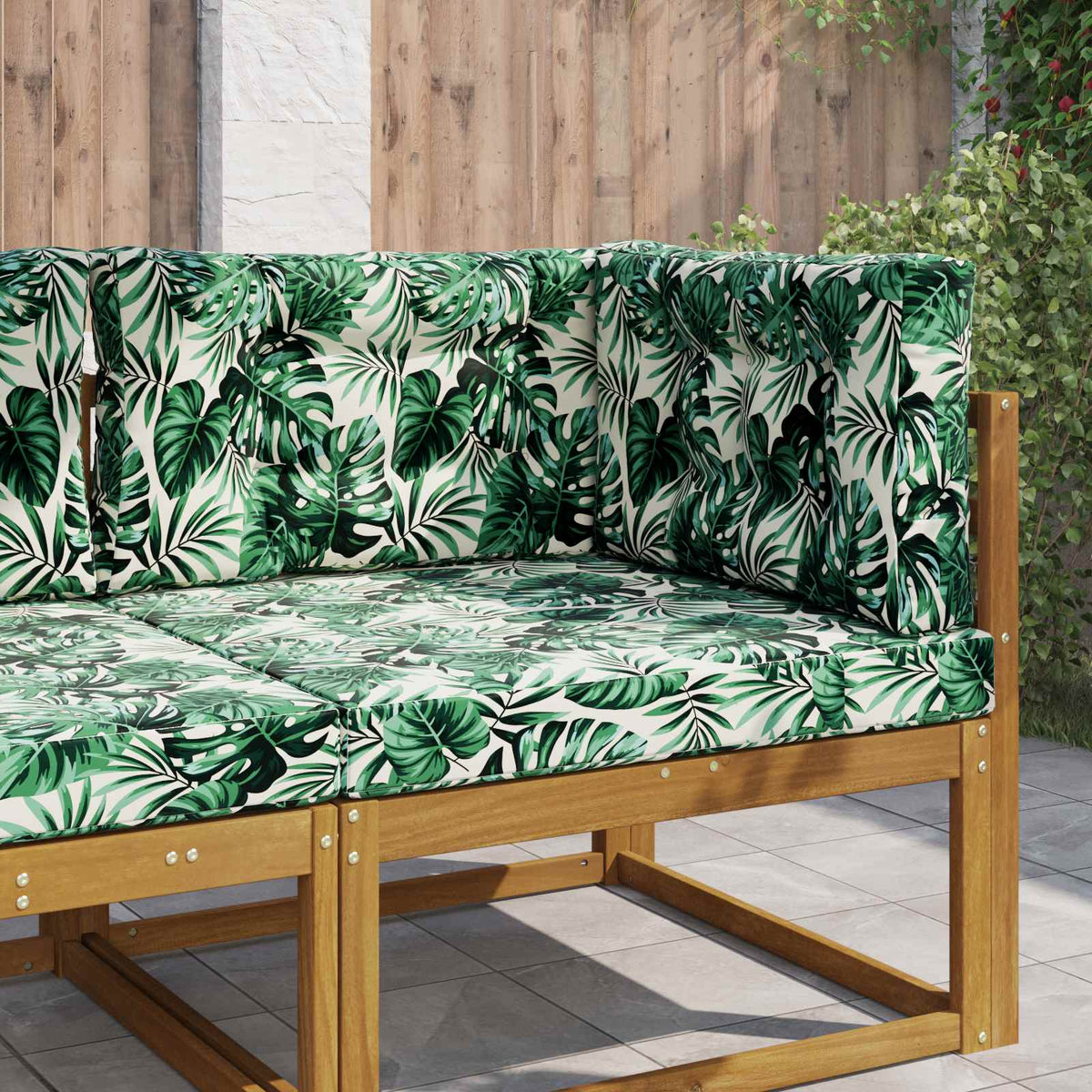 Udendørs Sofa Pude Polyester Bladmønster 80 x 80 cm Bladmønster