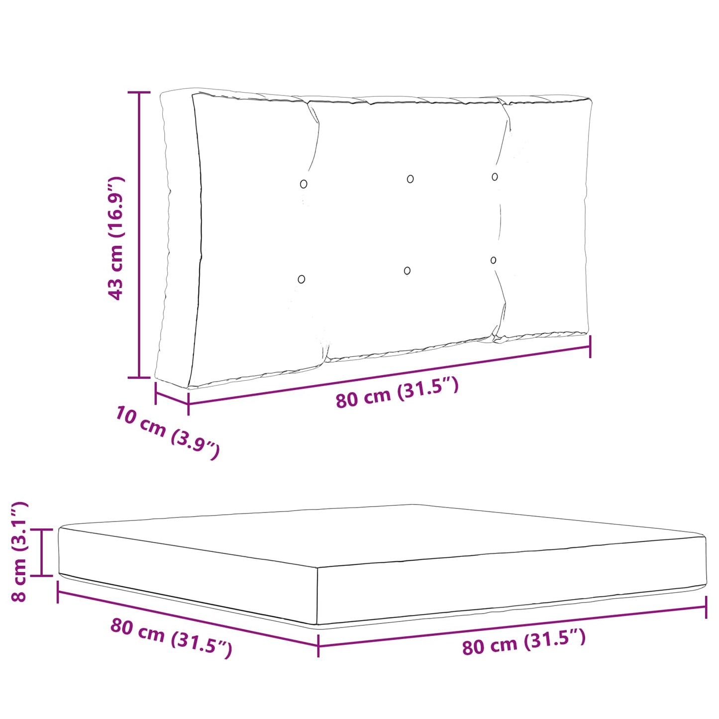 Udendørs Sofa Pude Polyester Lyserød 80 x 80 cm