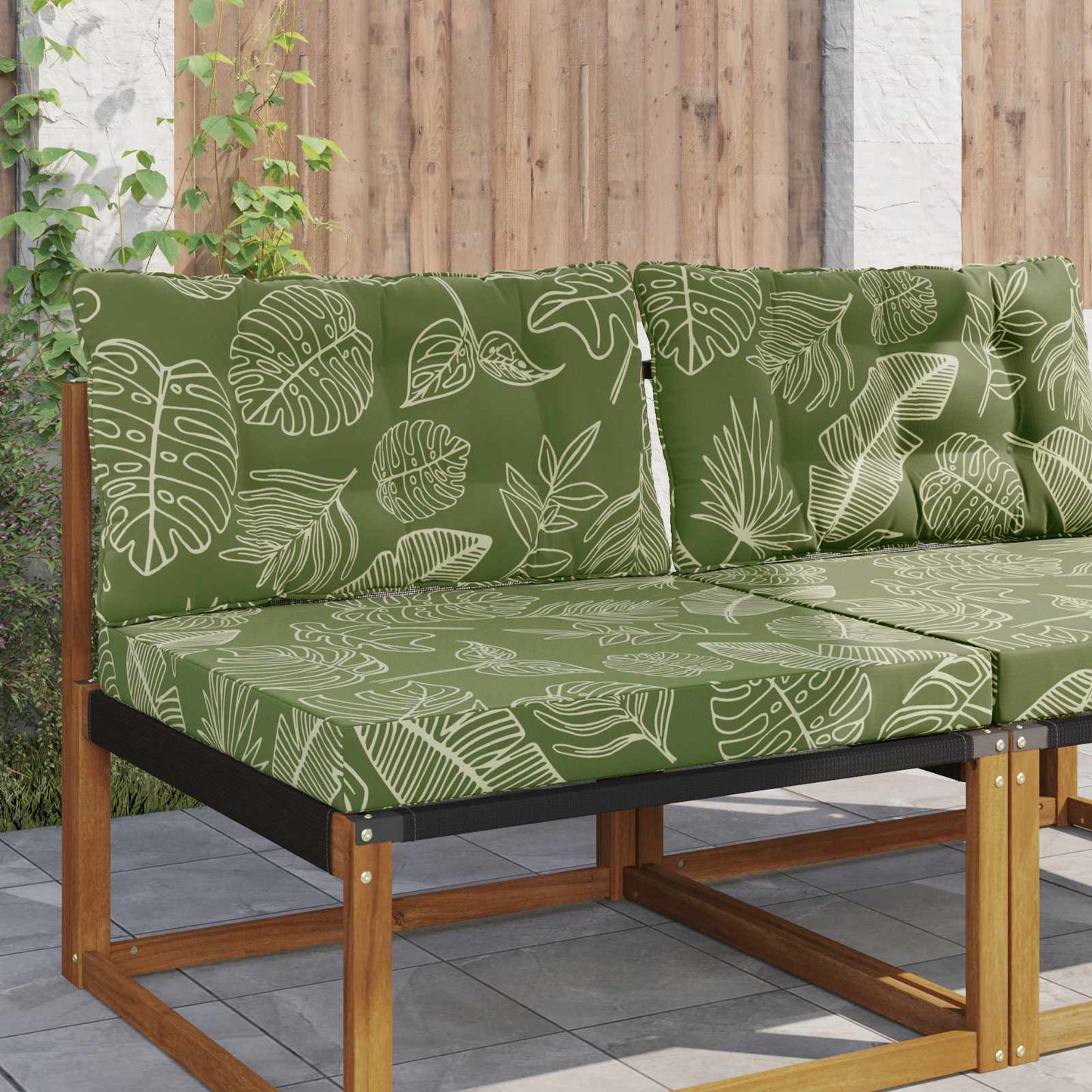 Udendørs Sofa Pude Polyester Bladdesign 80 x 68,5 cm Bladdesign