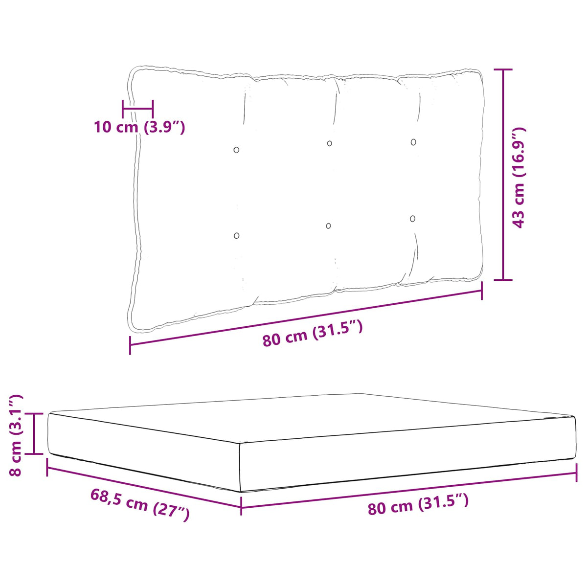 Udendørs Sofa Pude Polyester Bladdesign 80 x 68,5 cm Bladdesign