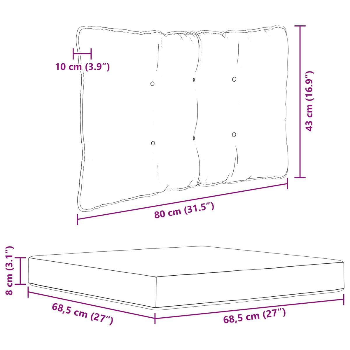 Udendørs Sofa Pude Polyester Antracit 68,5 x 68,5 cm