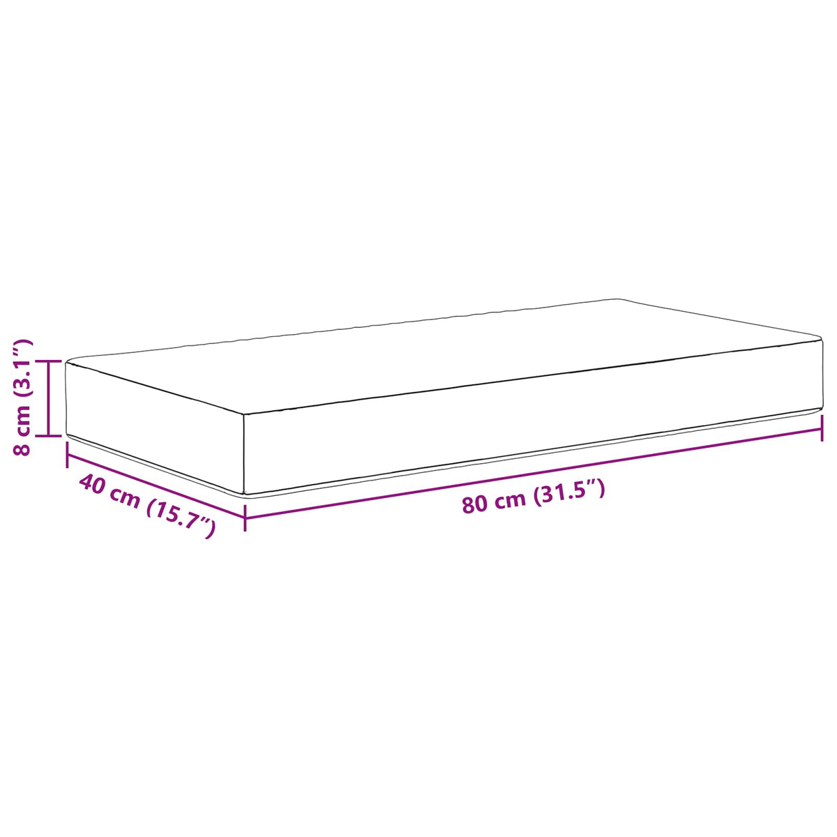 Udendørs Sædepude 100% polyester Vinrød 80 x 40 x 8 cm