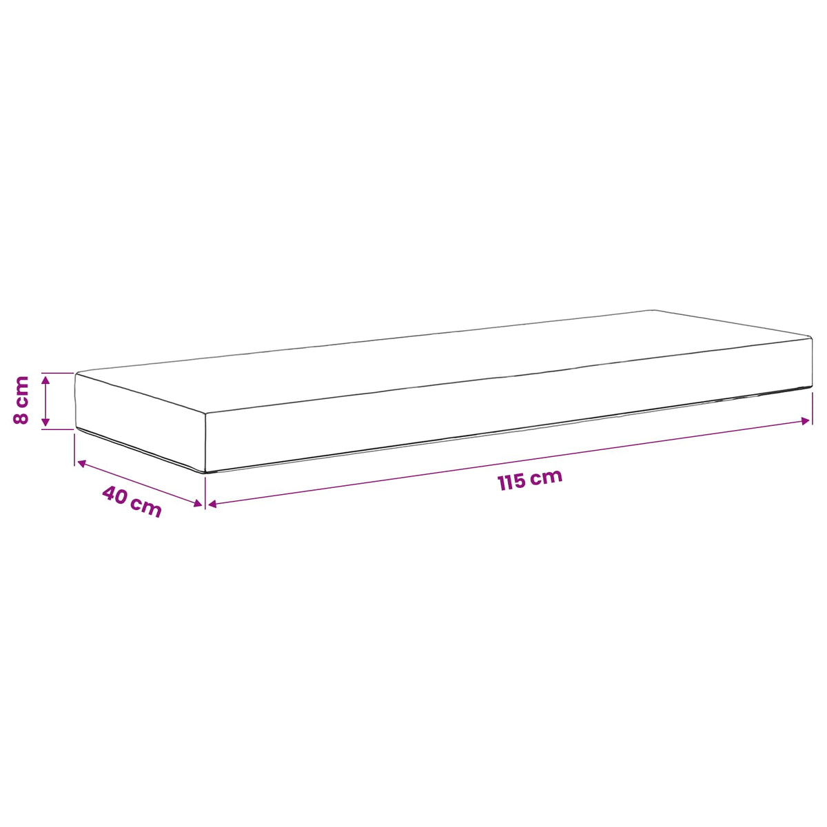 Udendørs Sædepude 100% polyester Antracit 115 x 40 x 8 cm