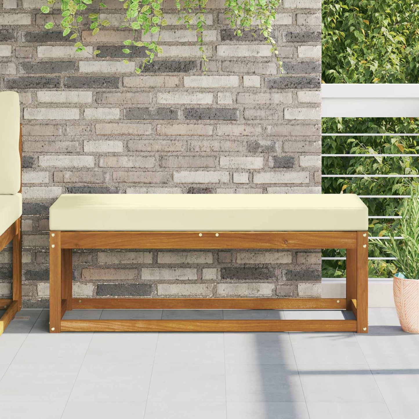 Udendørs Sædepude 100% polyester Cremefarvet 115 x 40 x 8 cm