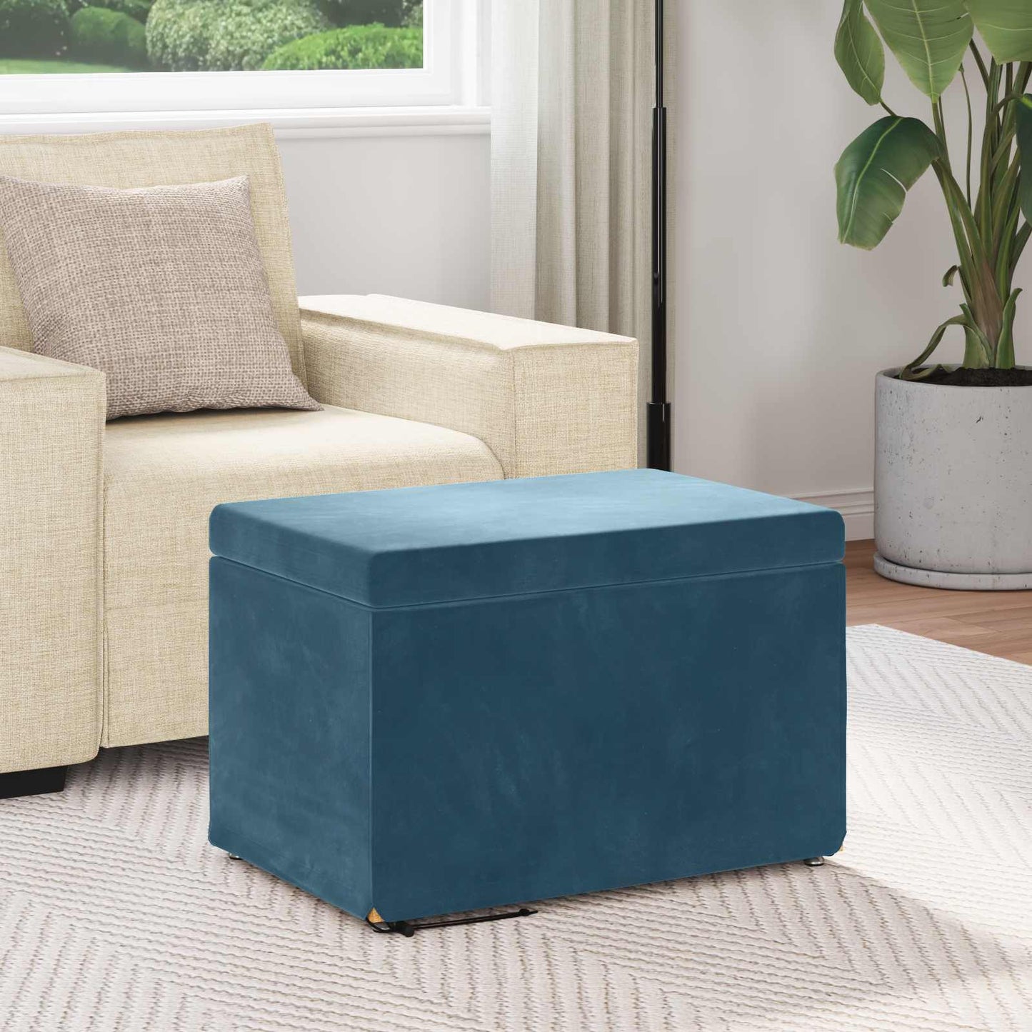 Taburet Blå 61 x 41 x 40 cm Velour og konstrueret træ