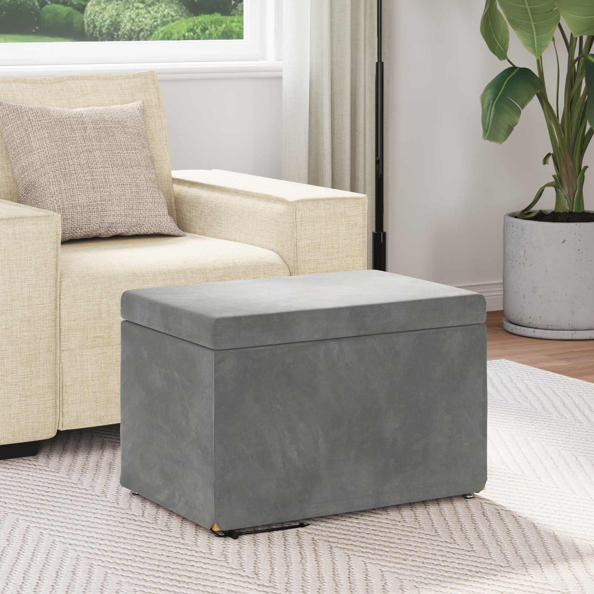 Taburet Mørkegrå 61 x 41 x 40 cm Velour og konstrueret træ