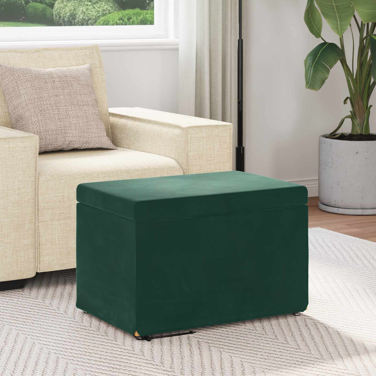 Taburet Mørkegrøn 61 x 41 x 40 cm Velour og konstrueret træ