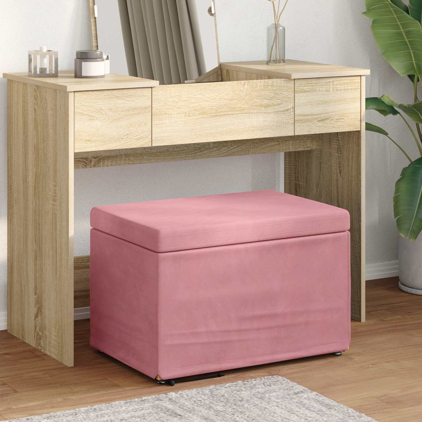 Taburet Lyserød 61 x 41 x 40 cm Velour og konstrueret træ