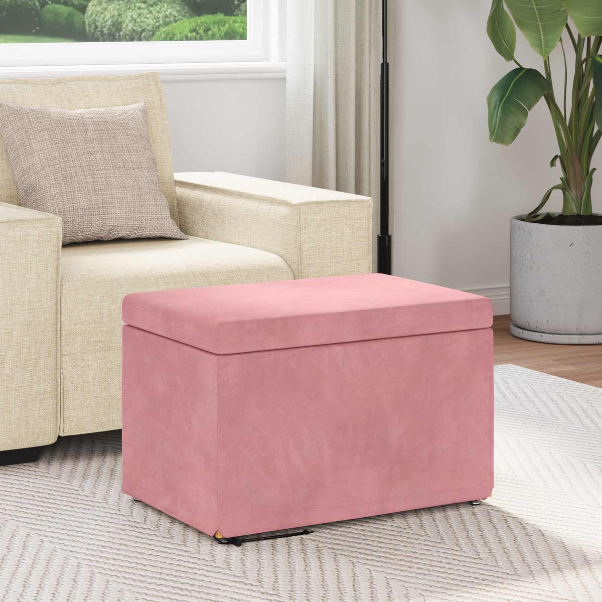 Taburet Lyserød 61 x 41 x 40 cm Velour og konstrueret træ