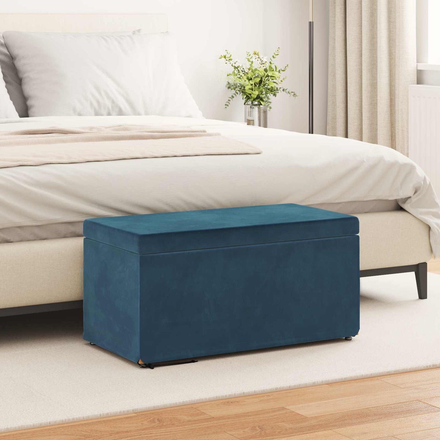Taburet Blå 81 x 41 x 40 cm Velour og konstrueret træ