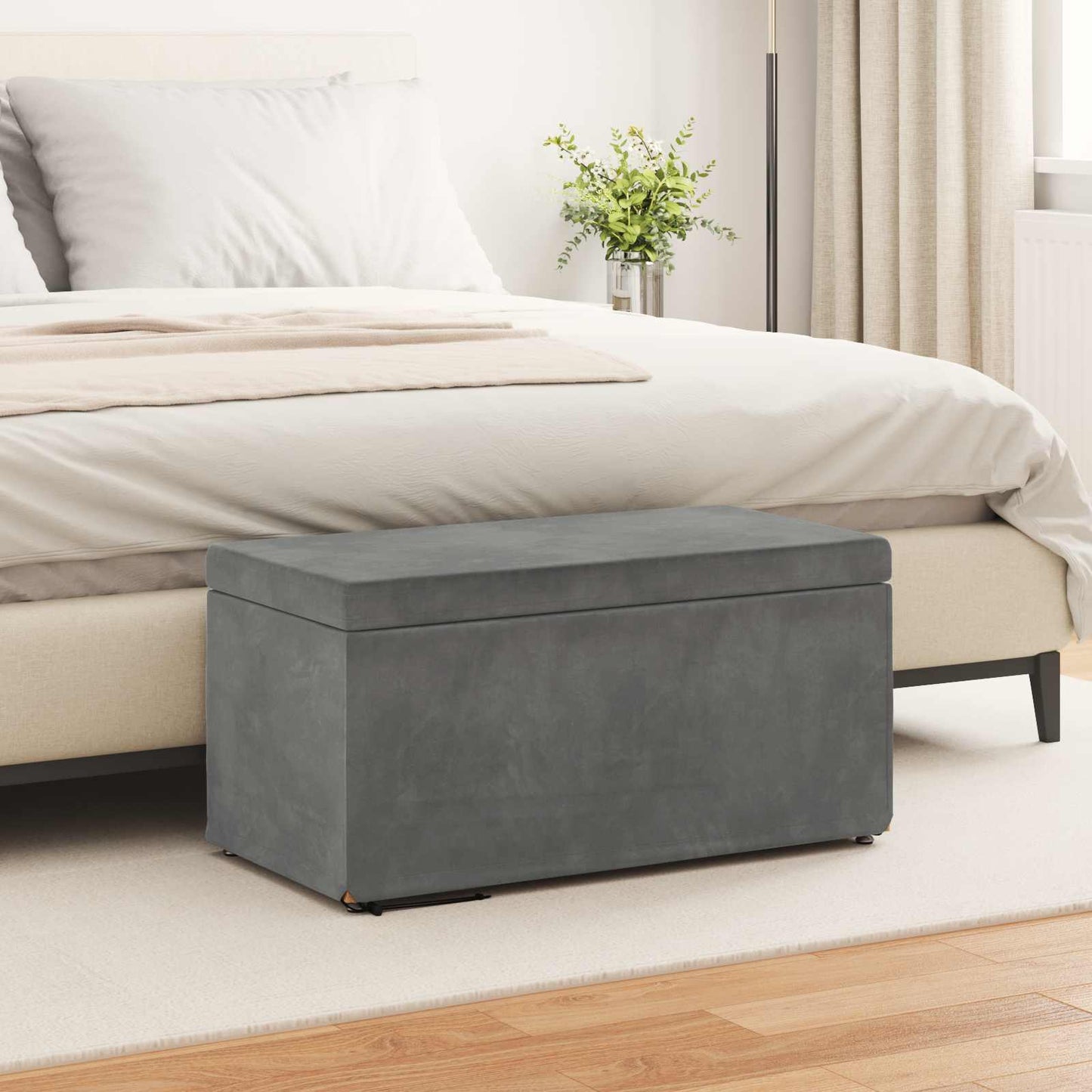 Taburet Mørkegrå 81 x 41 x 40 cm Velour og konstrueret træ