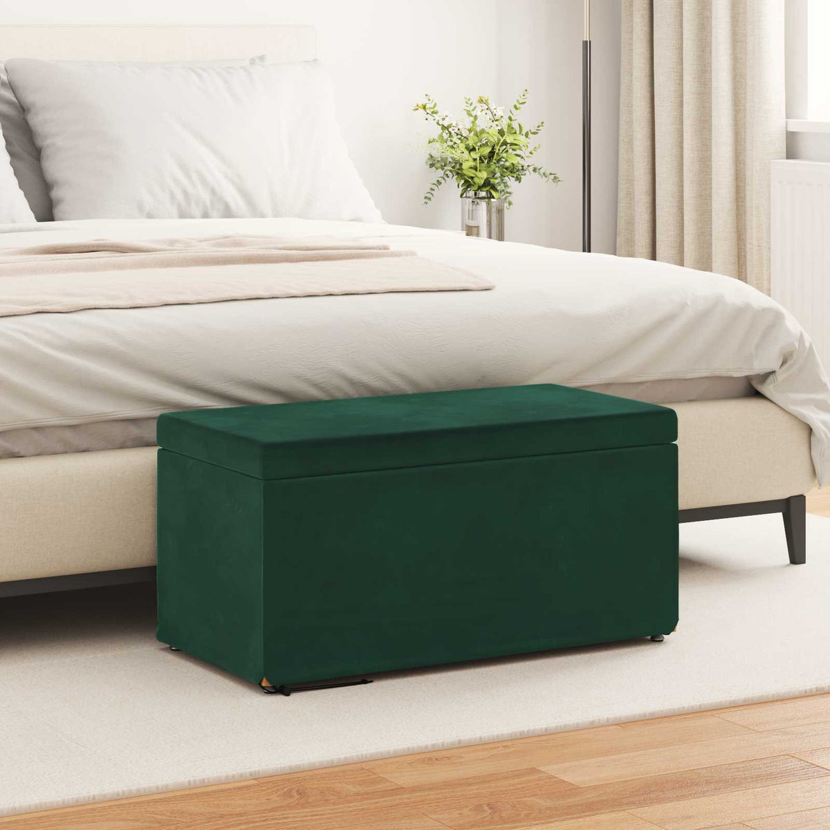Taburet Mørkegrøn 81 x 41 x 40 cm Velour og konstrueret træ